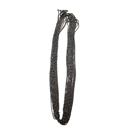 Multi-Strand Metallic Silver Beaded Necklace With Magnetic Clasp 32" - Picture 4 of 5